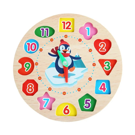 Giocattolo di orologio pinguino in legno