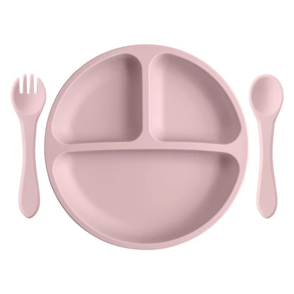 Set di stoviglie per bambini in silicone a 3 pezzi 