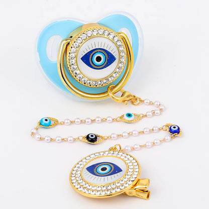 Elegant Evil Eye Eye Pacifier & Chain Set