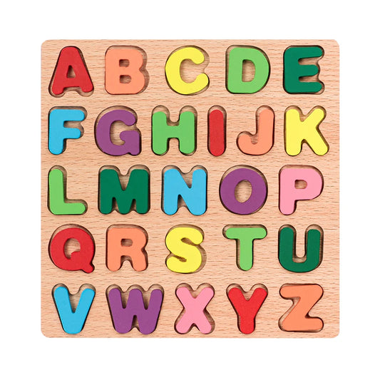 Alfabeto in legno, set di puzzle di numeri e forma