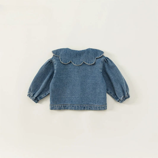 Chaqueta de volante de mezclilla elegante 