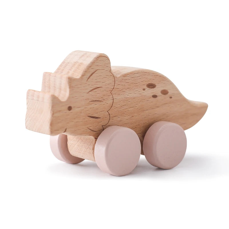 Set di giocattoli di dinosauro e veicolo in legno 