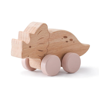 Set di giocattoli di dinosauro e veicolo in legno 