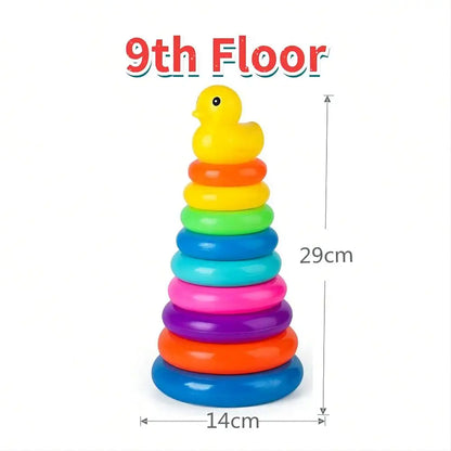 Torre de anillo de arcoiris con pato 