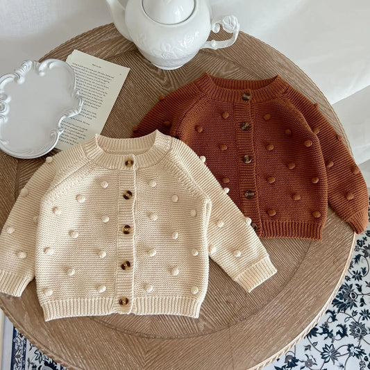 Pom-Pom Knit Baby Cardigan 