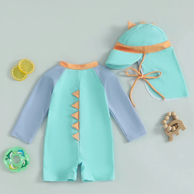 Traje de baño de bebés para niños con sombrero