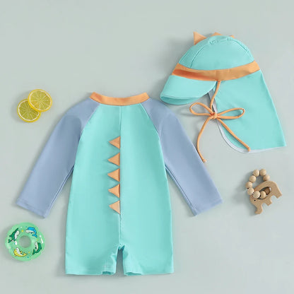 Traje de baño de bebés para niños con sombrero