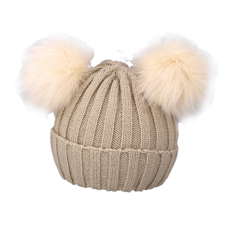 Doppio berretto a maglia Pom-Pom 