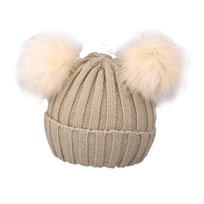 Doppio berretto a maglia Pom-Pom 