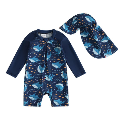 Costume da bagno dinosauro per bambini con cappello