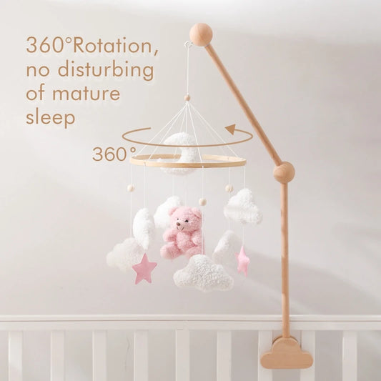 Móvil de cuna de osito de peluche rosa