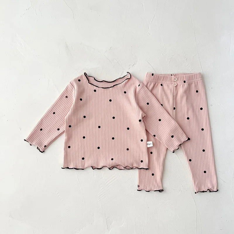 Juego de pijama de bebé de algodón acanalado