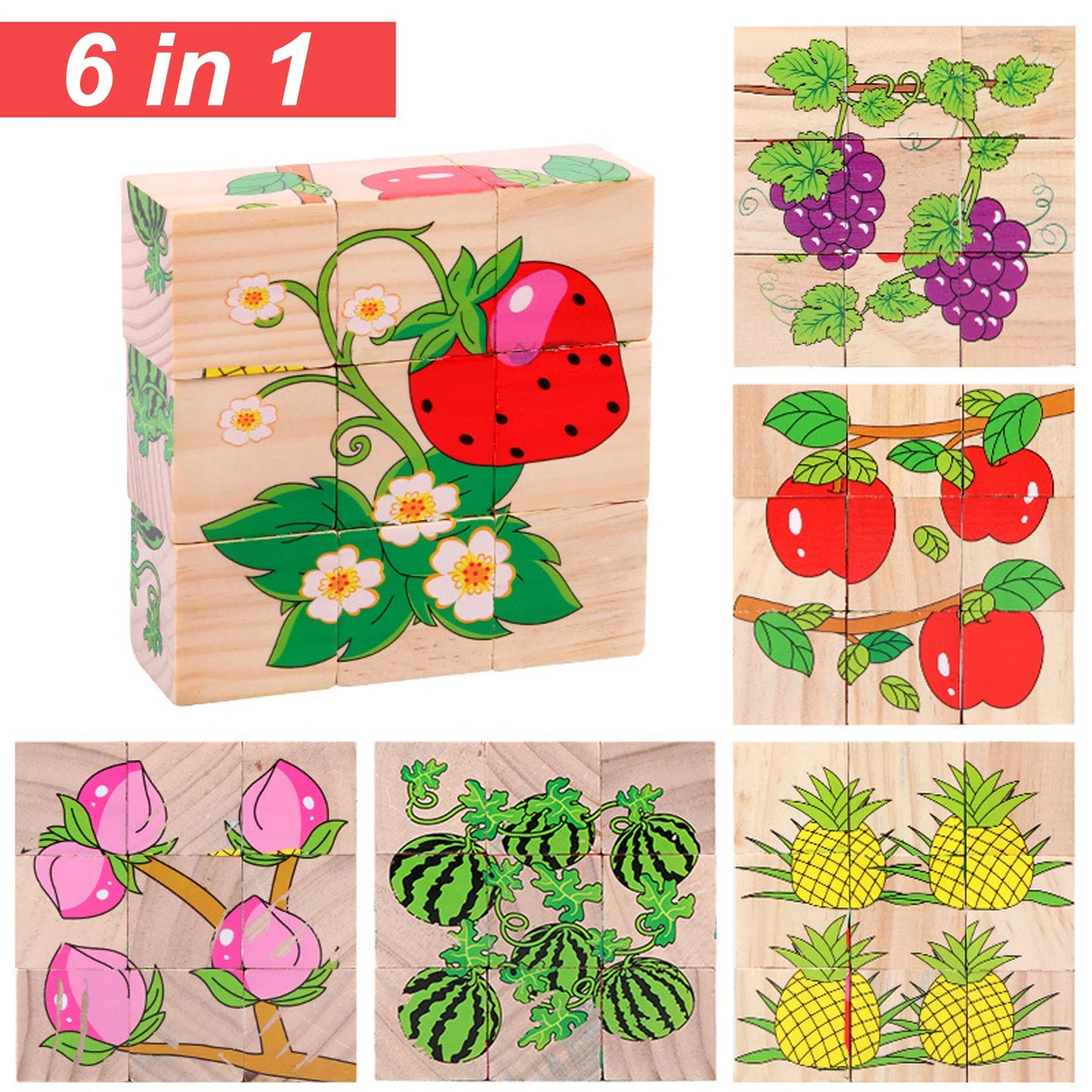 Blocchi di puzzle di animali in legno