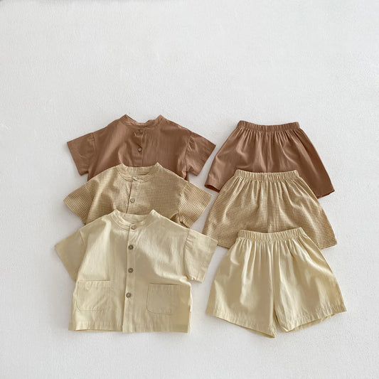 Set de verano de bebé de mezcla de lino minimalista 