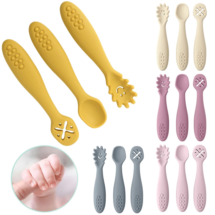 Set da cucchiaio per bambini in silicone da 3 pezzi 