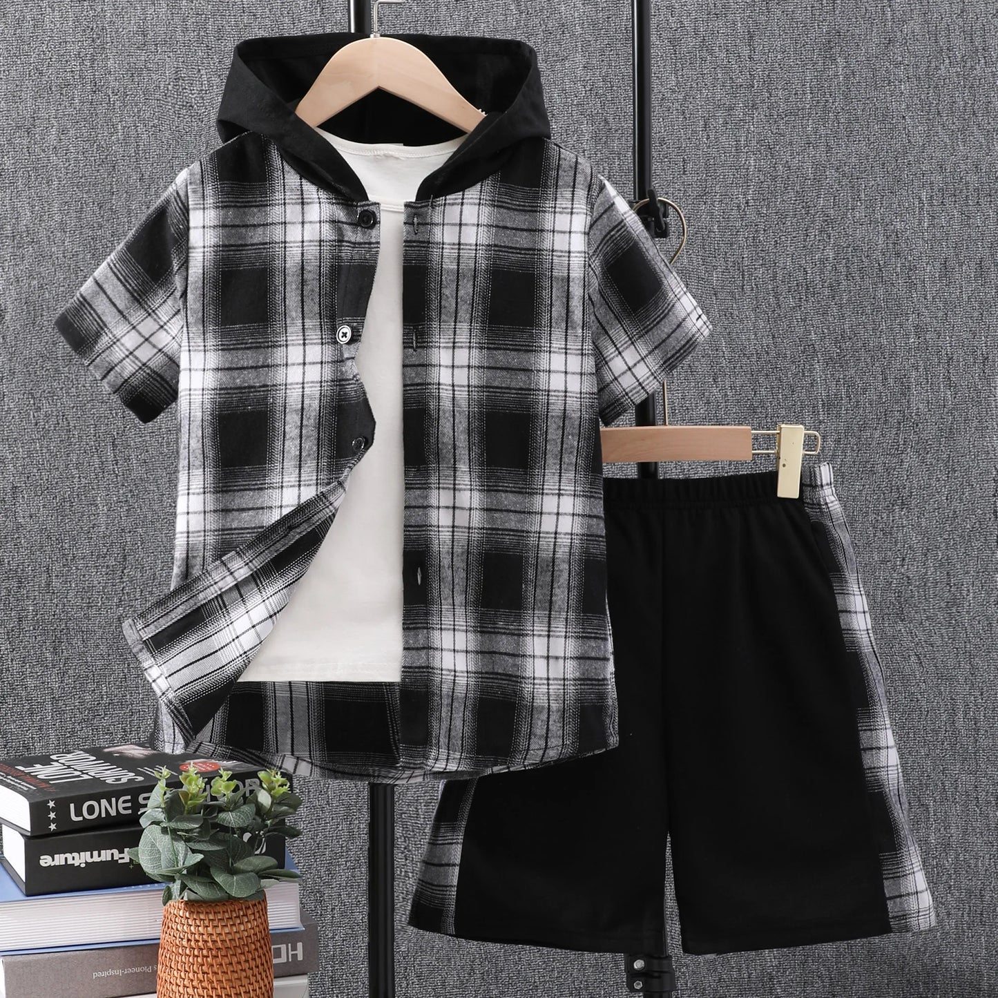 Camicia a quadri e pantaloncini per bambini