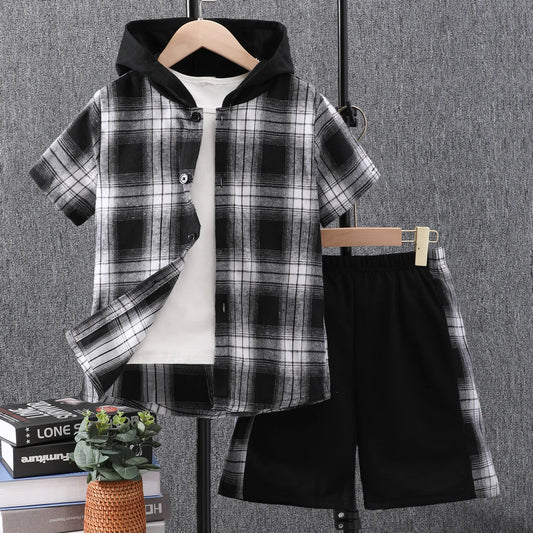 Camisa a cuadros y pantalones cortos para niños