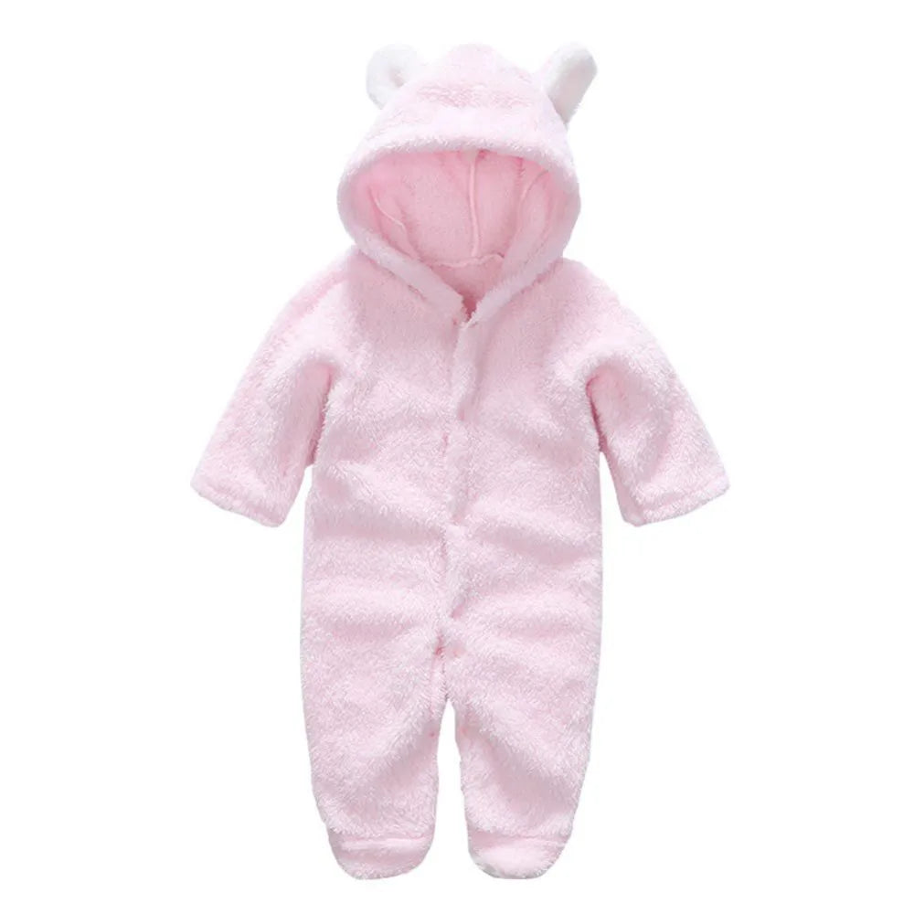 Romper de bebé de oso rosa esponjoso