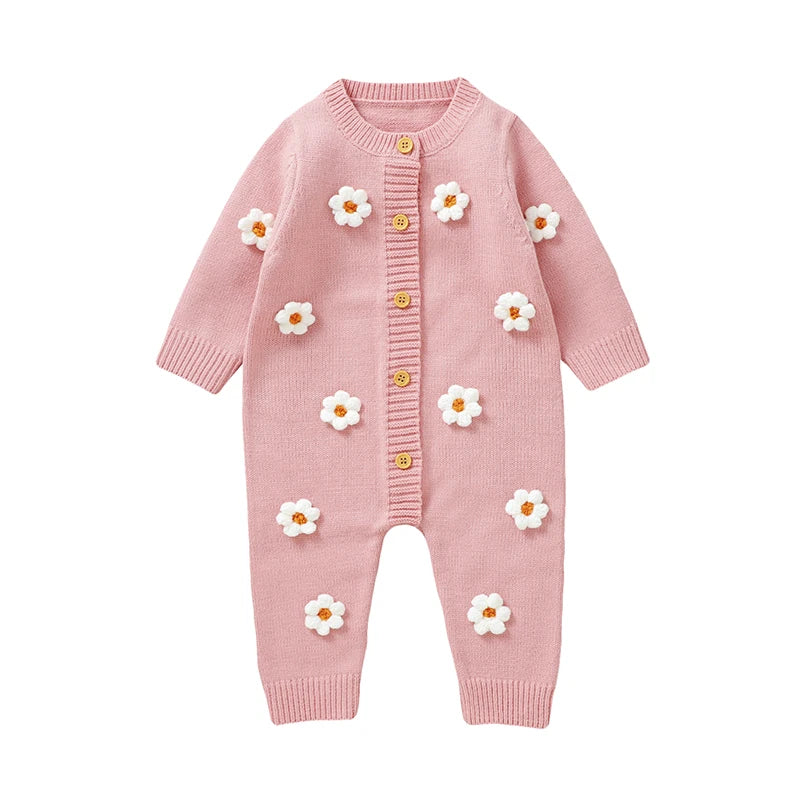 Pannollo a maglia per bambini con appliqué floreale 