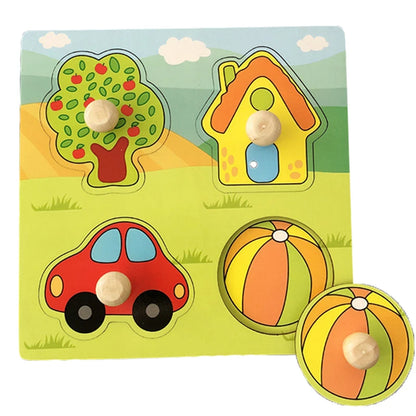 Juego de rompecabezas de clavijas de madera