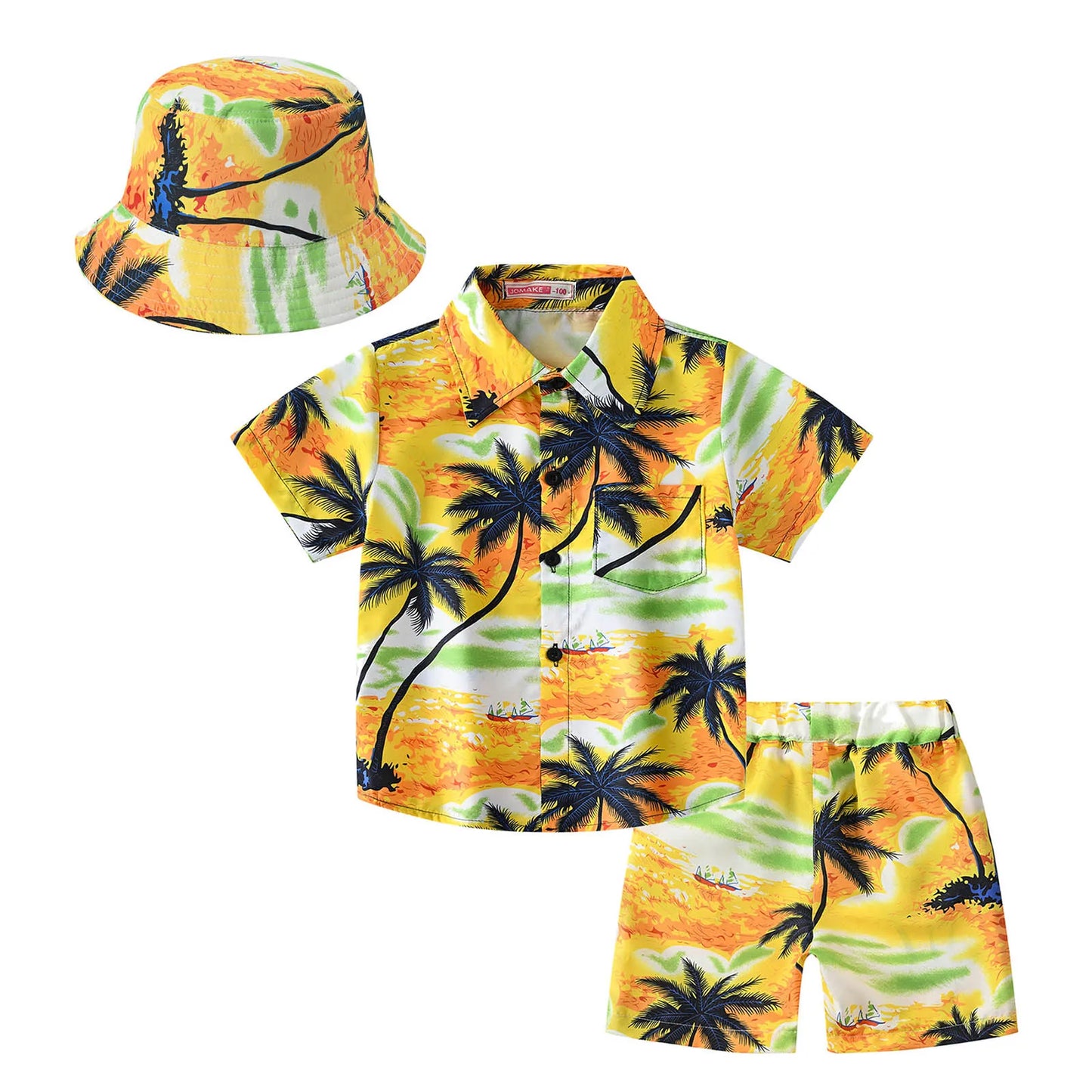 Camicia e pantaloncini dell'isola tropicale con cappello