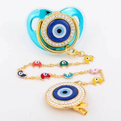 Elegant Evil Eye Eye Pacifier & Chain Set