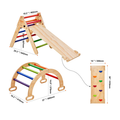 Set de triángulo Pikler 5-in-1 5-in-1-Aventura interior para niños pequeños