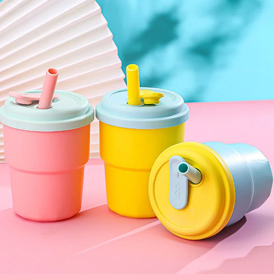 Tazas de silicona selladas con cerradura con paja