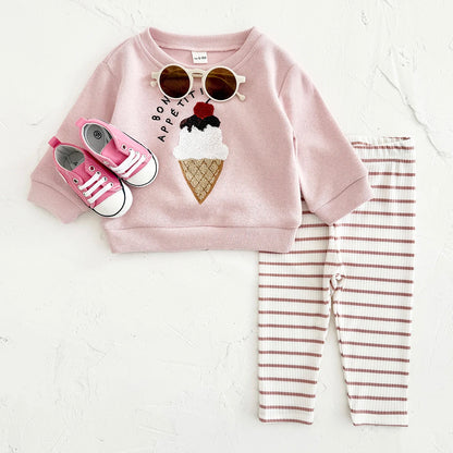 Outfit per bambini ricamato al gelato 
