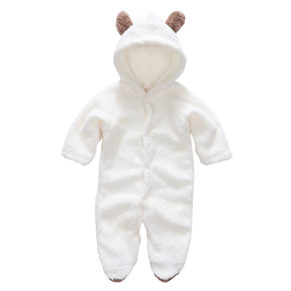 Romper de bebé de oso rosa esponjoso