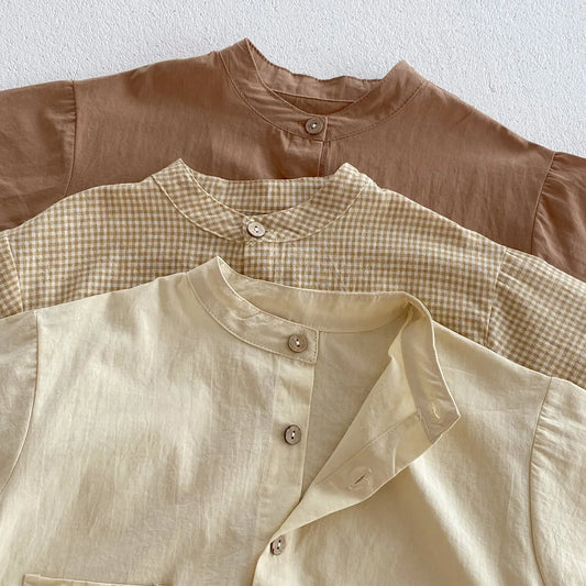 Set de verano de bebé de mezcla de lino minimalista 