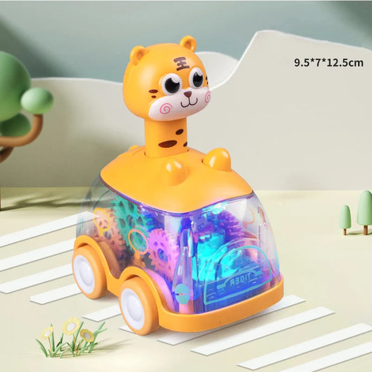 Cartios de juguete de animales iluminados en marcha