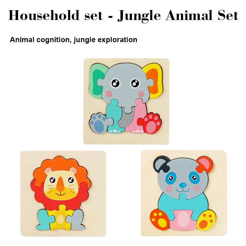 Juego de rompecabezas de madera animal