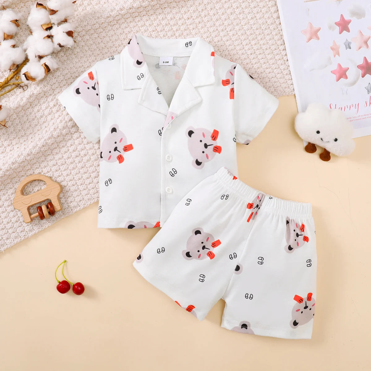 Set de pijama de bebé impreso para fresas
