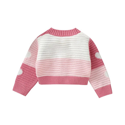 Cardigan a maglia a strisce rosa