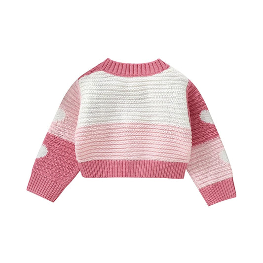Cardigan a maglia a strisce rosa