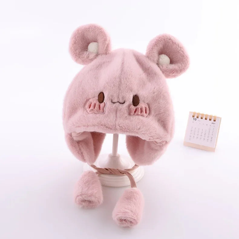 Cappello invernale per orecchie di orso fuzzy 