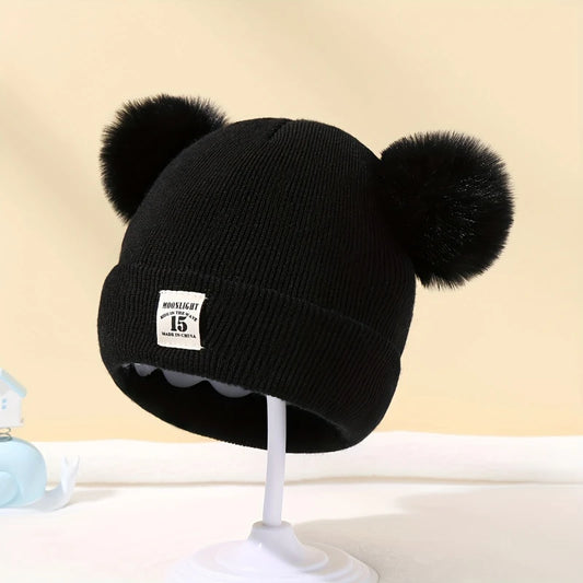Beanie acogedor oso pom-pom