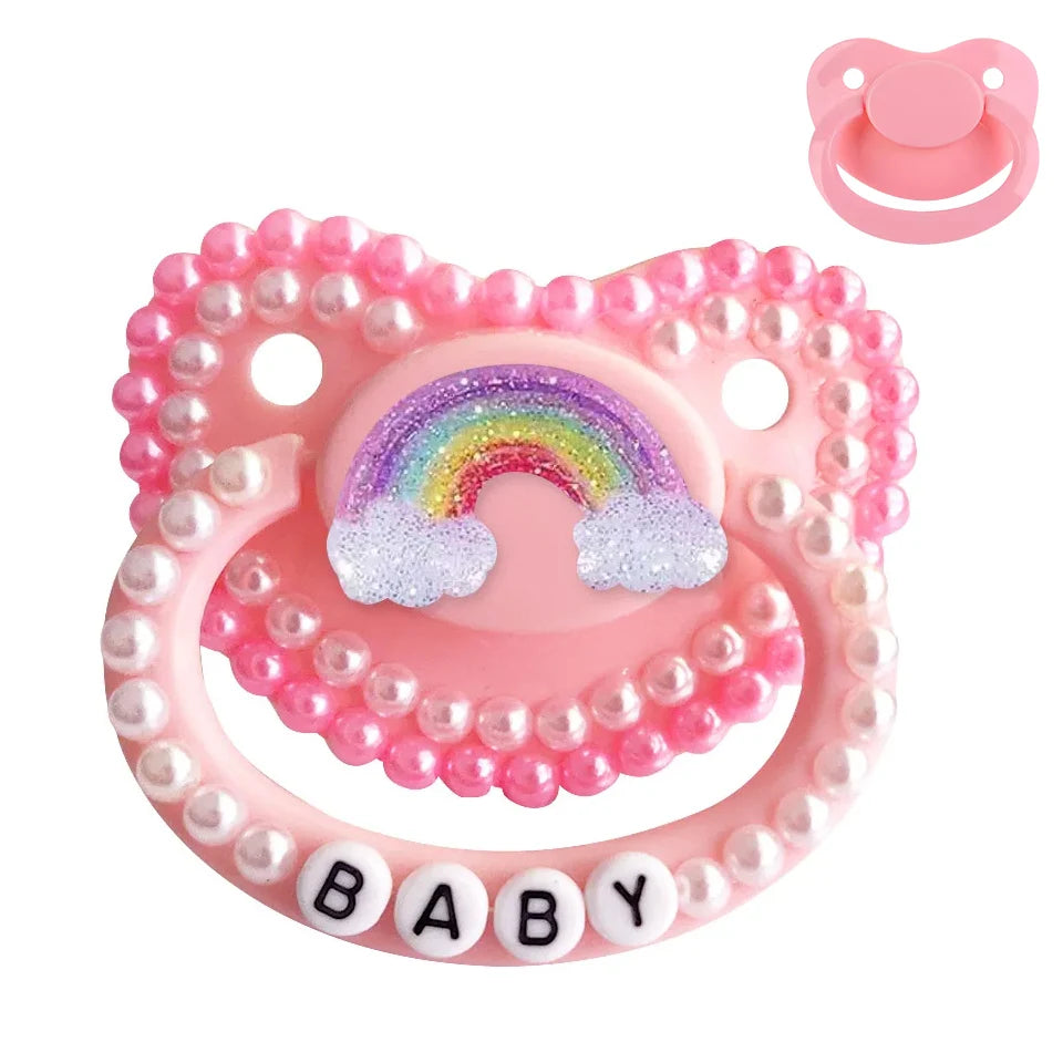 Rainbow Glitter & Pearl Pacifier Set