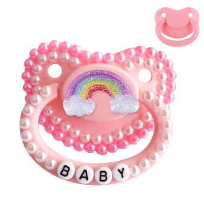 Rainbow Glitter & Pearl Pacifier Set