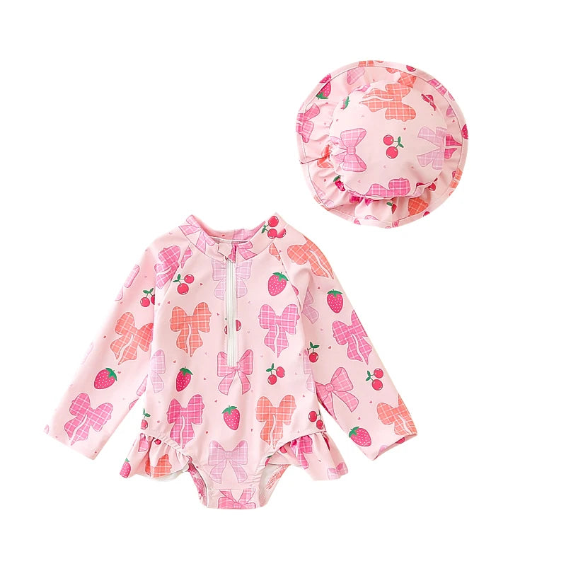Juego de trajes de baño de volantes de flamenco rosa