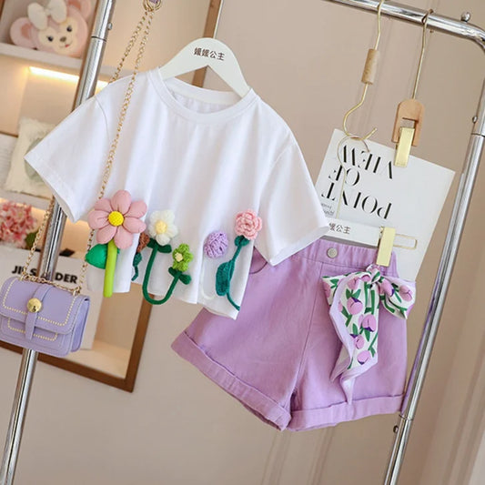 T-shirt per bambini Treidimensionale Flower Short