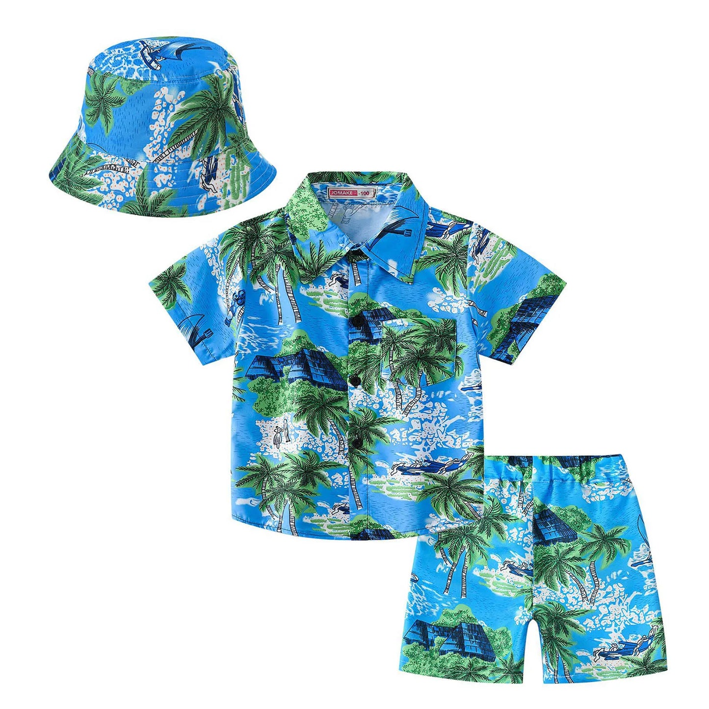 Camicia e pantaloncini dell'isola tropicale con cappello