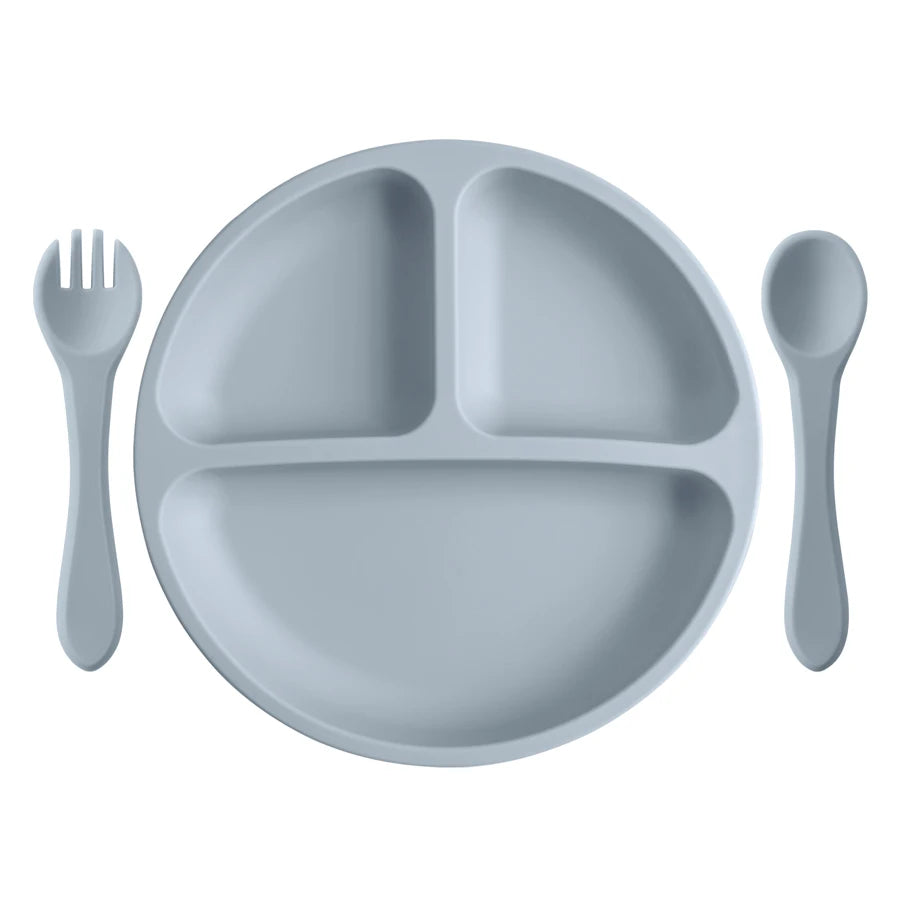Set di stoviglie per bambini in silicone a 3 pezzi 