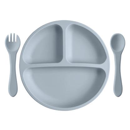 Set di stoviglie per bambini in silicone a 3 pezzi 