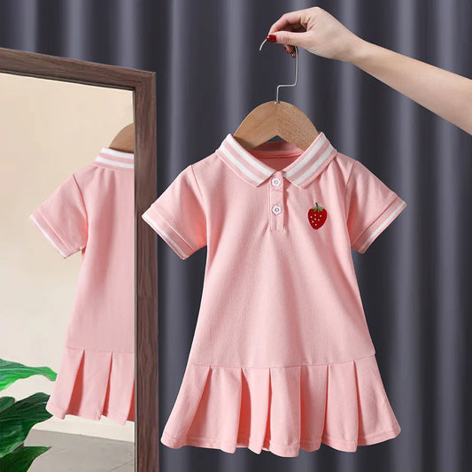Abito di fragole polo rosa per ragazze