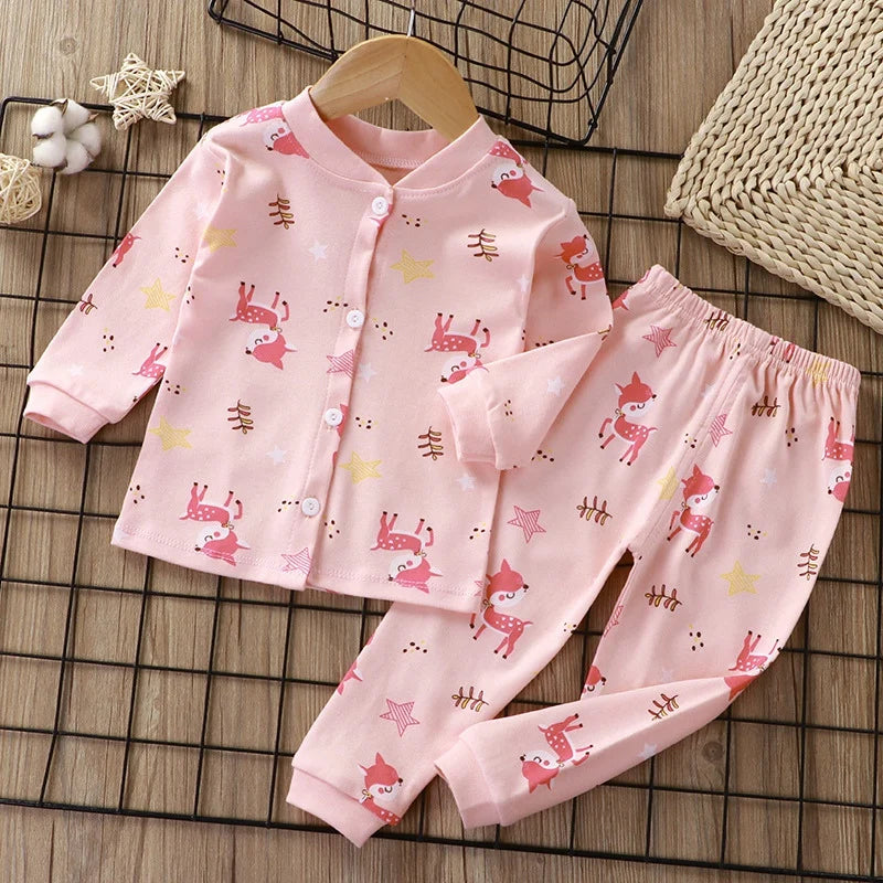 Colección de pijama de bebé impreso de dibujos animados