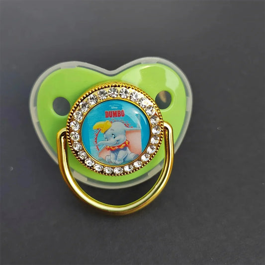Pacifier de diamantes de diamantes de dumbo y set de cadena