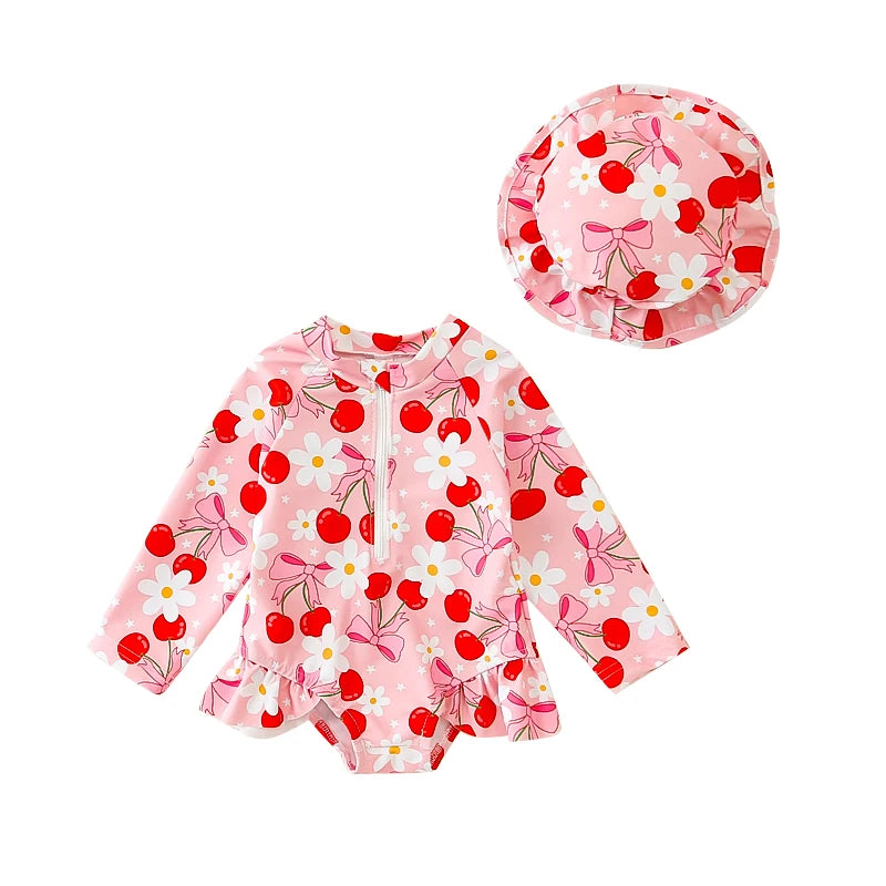 Juego de trajes de baño de volantes de flamenco rosa