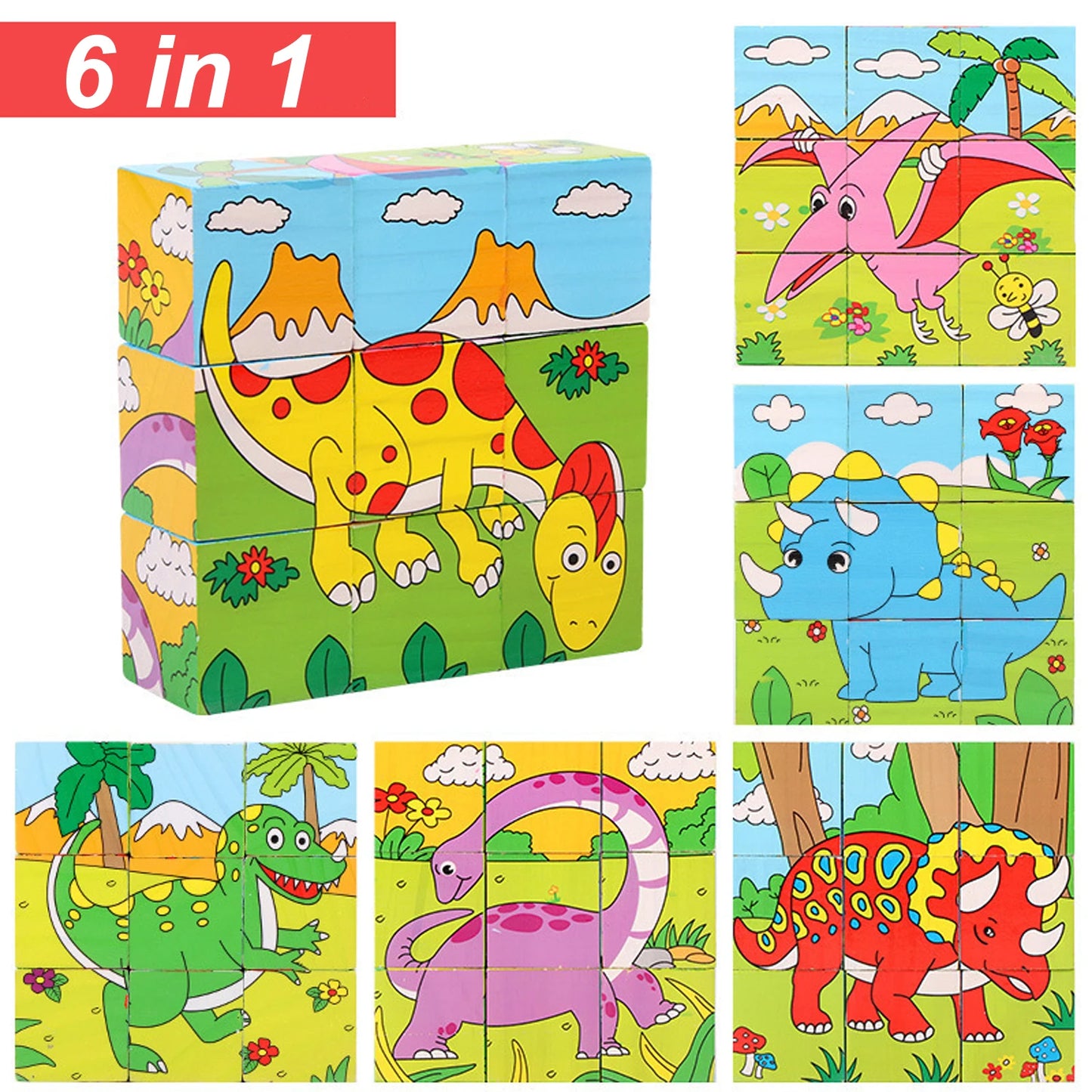 Blocchi di puzzle di animali in legno